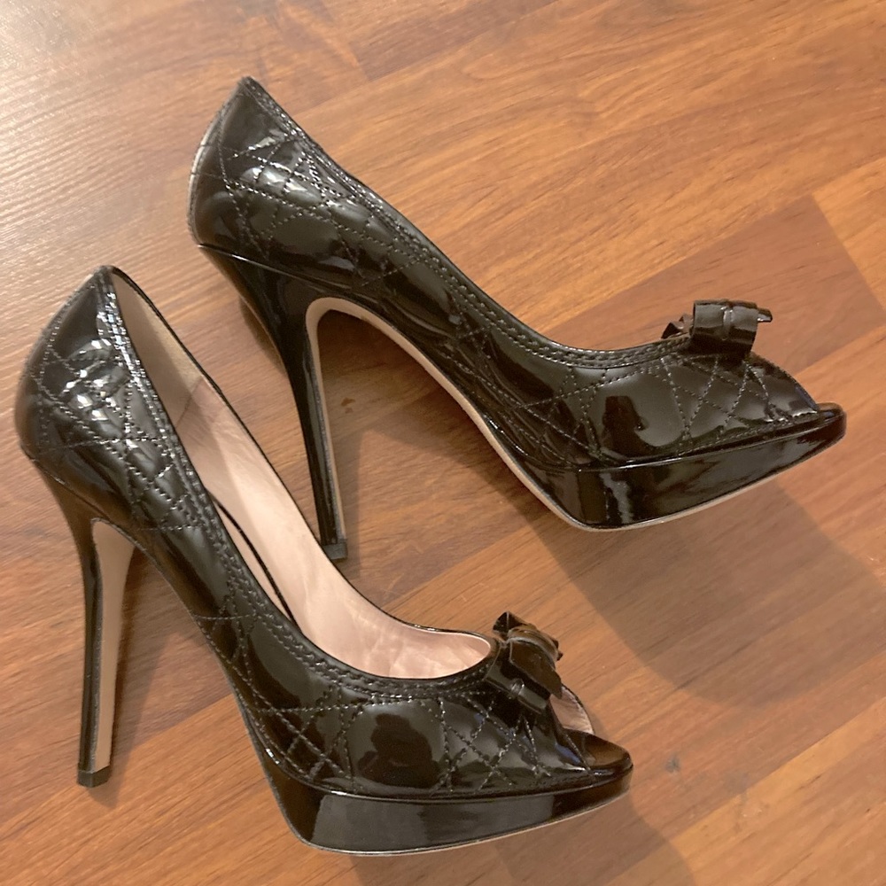 Christian Dior Cannage Quilted Black Leather Platform pumps